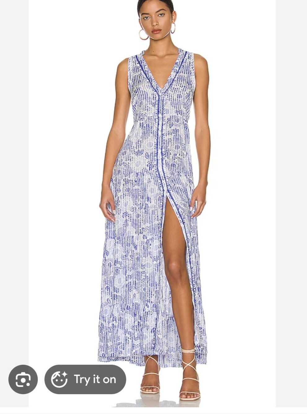 Poupette St Barth "Nana" Maxi Dress in Blue Begonia Size Small Ret.$390 - Picture 2 of 8